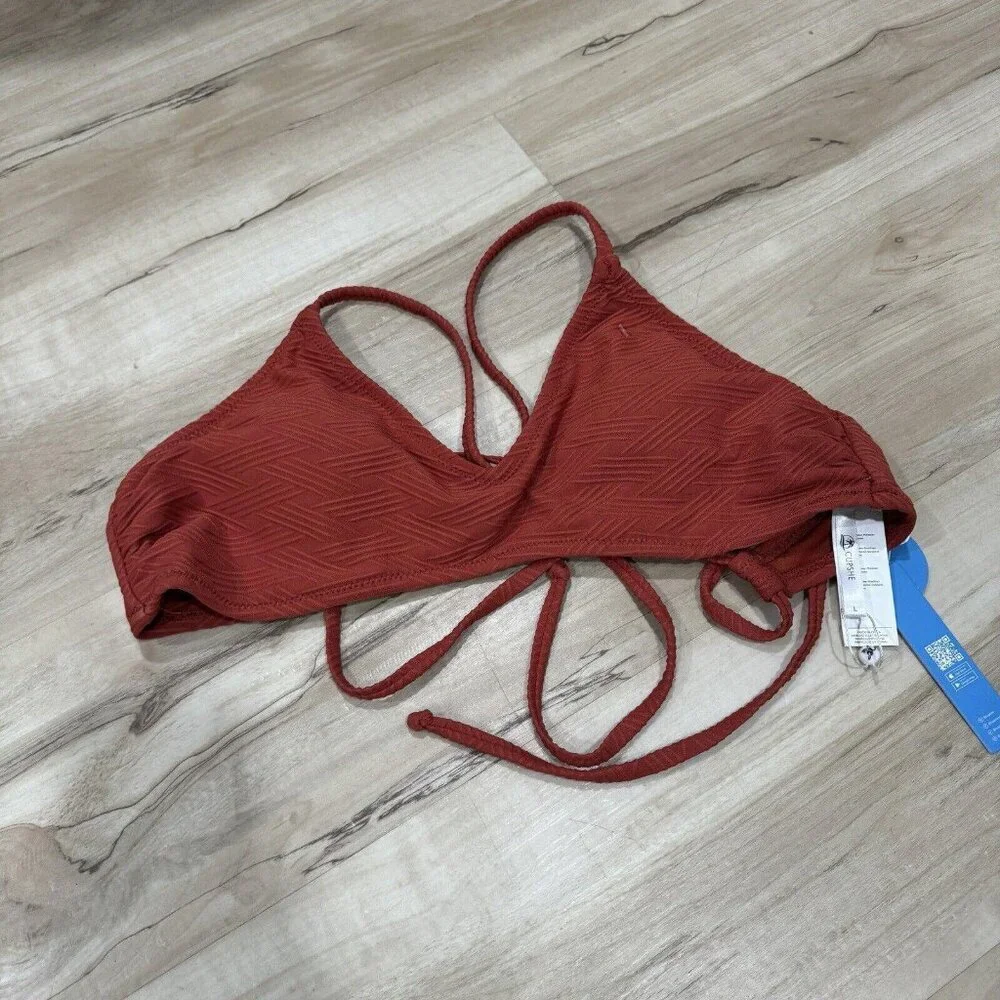 Women’s CUPSHE Criss Cross Self Tie Spaghetti Bikini Top Size Large‎ L Orange